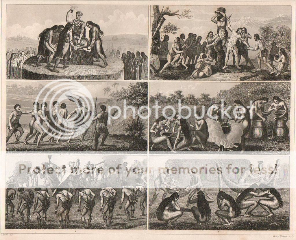 1851 Antique Print of Human Sacrifice of Aztecs & Cannibals eBay